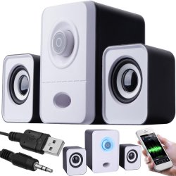 M045C (ALEJA2) GŁOŚNIKI KOMPUTEROWE 2.1 PODŚWIETLENIE LED USB 5W białe 98768089-1