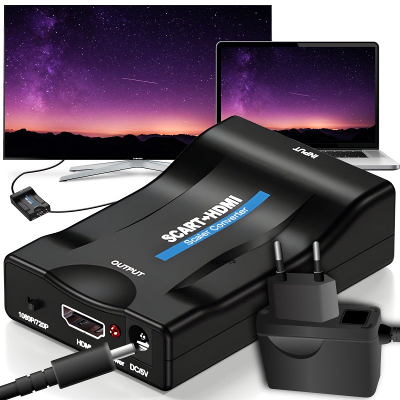 M002E   ADAPTER KONWERTER SCART DO NA HDMI AV EURO FULL HD -E392