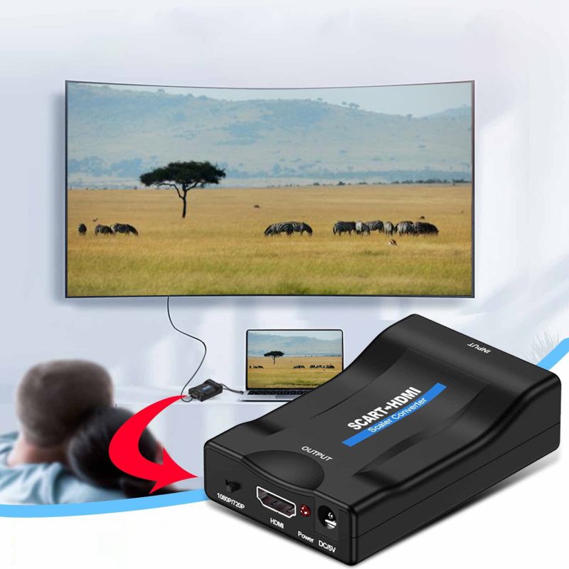M002E   ADAPTER KONWERTER SCART DO NA HDMI AV EURO FULL HD -E392