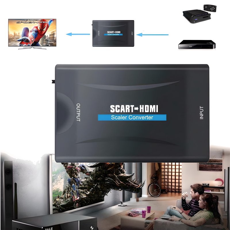 M002E   ADAPTER KONWERTER SCART DO NA HDMI AV EURO FULL HD -E392