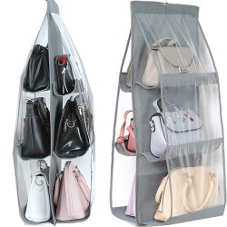 M005B   ORGANIZER DO SZAFY NA TOREBKI TOREBEK BUTY WIESZAK -O395-1 szary