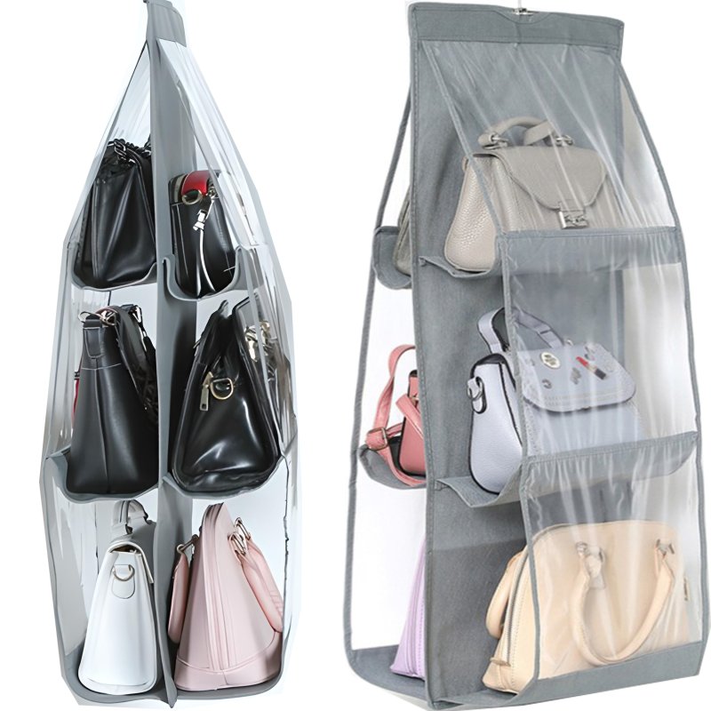 M005B   ORGANIZER DO SZAFY NA TOREBKI TOREBEK BUTY WIESZAK -O395-1 szary