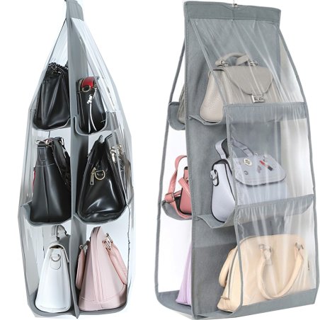 M005B   ORGANIZER DO SZAFY NA TOREBKI TOREBEK BUTY WIESZAK -O395-1 szary