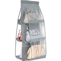 M005B   ORGANIZER DO SZAFY NA TOREBKI TOREBEK BUTY WIESZAK -O395-1 szary