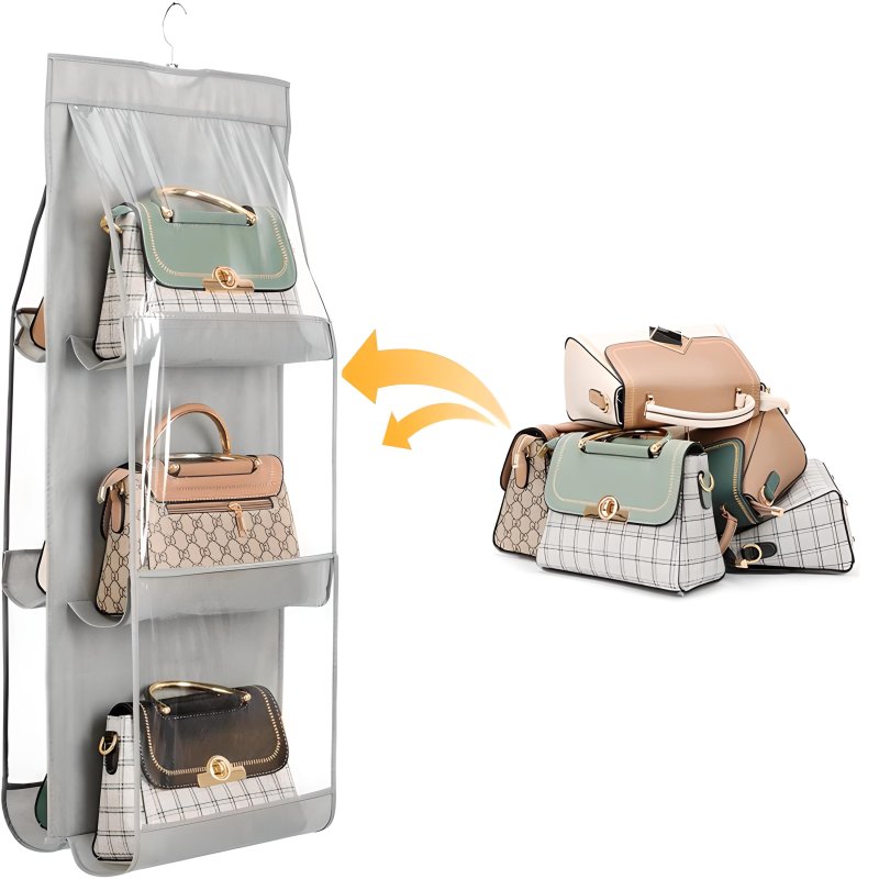M005B   ORGANIZER DO SZAFY NA TOREBKI TOREBEK BUTY WIESZAK -O395-1 szary