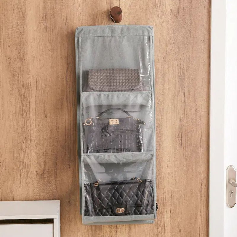 M005B   ORGANIZER DO SZAFY NA TOREBKI TOREBEK BUTY WIESZAK -O395-1 szary
