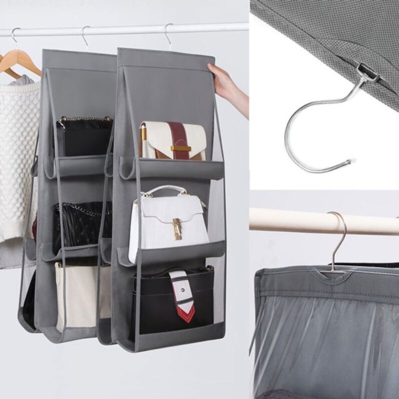 M005B   ORGANIZER DO SZAFY NA TOREBKI TOREBEK BUTY WIESZAK -O395-1 szary