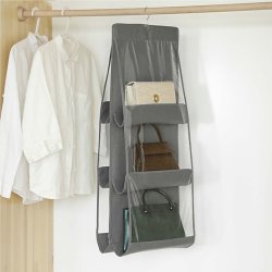 M005B   ORGANIZER DO SZAFY NA TOREBKI TOREBEK BUTY WIESZAK -O395-1 szary