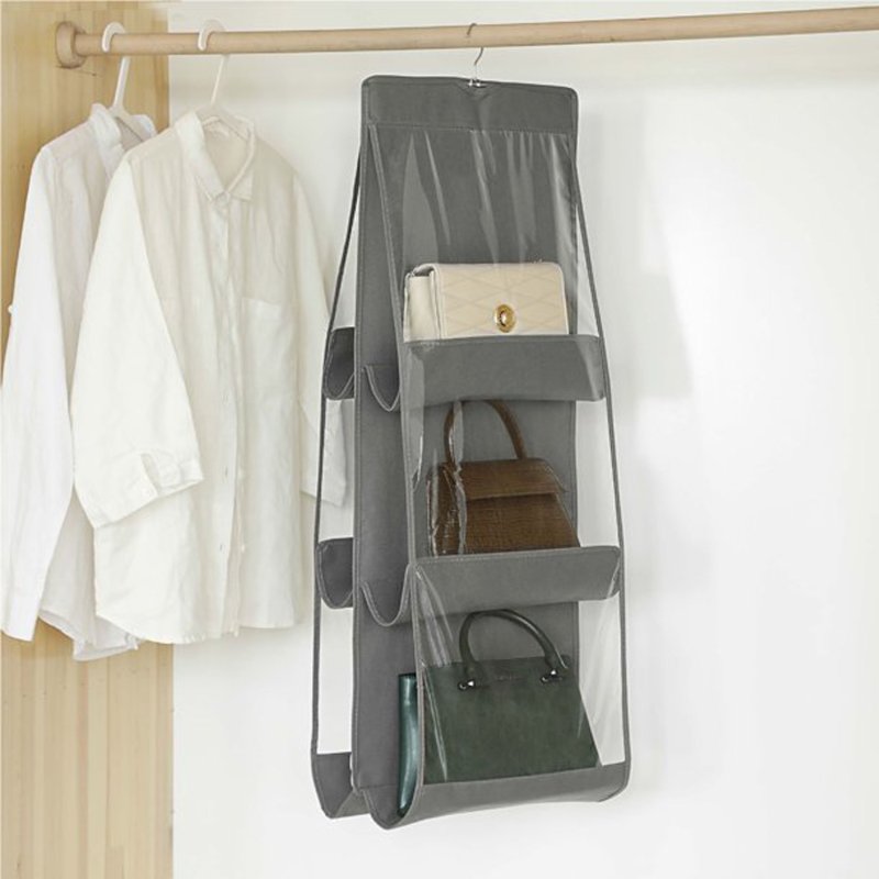 M005B   ORGANIZER DO SZAFY NA TOREBKI TOREBEK BUTY WIESZAK -O395-1 szary