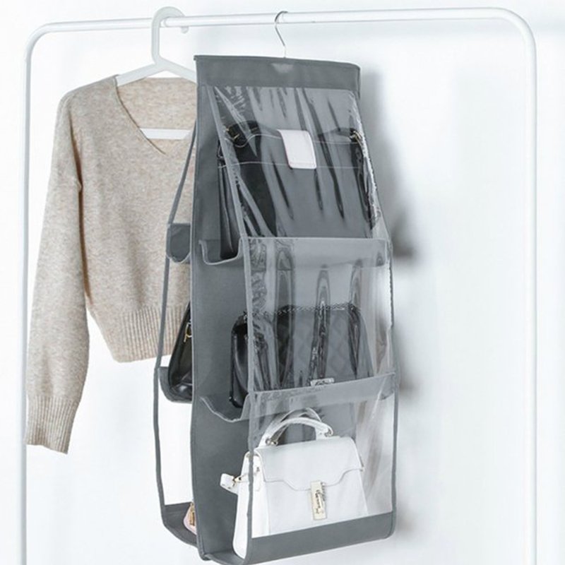 M005B   ORGANIZER DO SZAFY NA TOREBKI TOREBEK BUTY WIESZAK -O395-1 szary