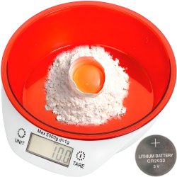 N021 ELEKTRONICZNA WAGA KUCHENNA Z MISĄ PRECYZYJNA 5KG -E652-1 Czerwona