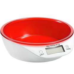 N021 ELEKTRONICZNA WAGA KUCHENNA Z MISĄ PRECYZYJNA 5KG -E652-1 Czerwona