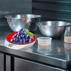 N021 ELEKTRONICZNA WAGA KUCHENNA Z MISĄ PRECYZYJNA 5KG -E652-1 Czerwona