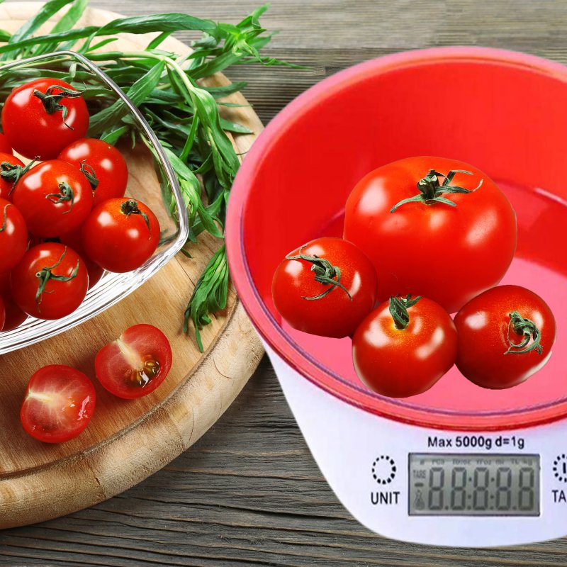 N021 ELEKTRONICZNA WAGA KUCHENNA Z MISĄ PRECYZYJNA 5KG -E652-1 Czerwona