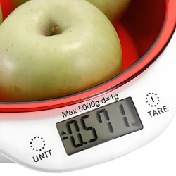 N021 ELEKTRONICZNA WAGA KUCHENNA Z MISĄ PRECYZYJNA 5KG -E652-1 Czerwona