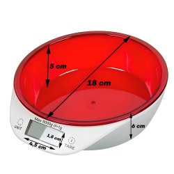 N021 ELEKTRONICZNA WAGA KUCHENNA Z MISĄ PRECYZYJNA 5KG -E652-1 Czerwona