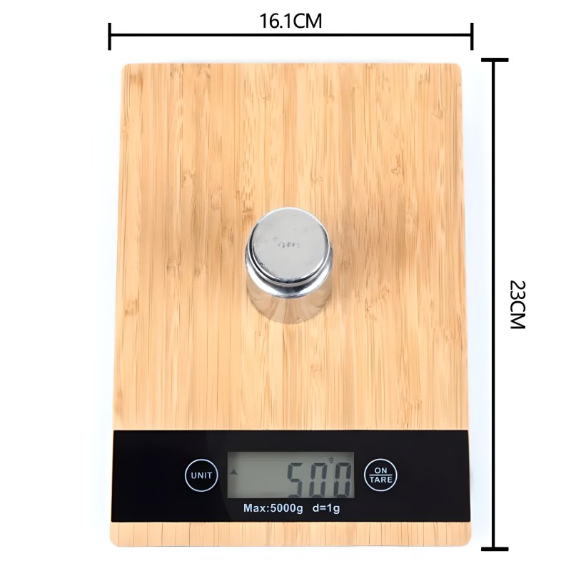 M005B    WAGA KUCHENNA BAMBUSOWA ELEKTRONICZNA DOTYK 5kg 1g -E653