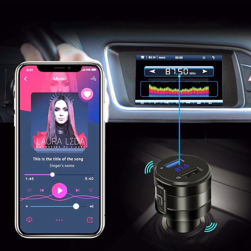 M000    TRANSMITER FM BLUETOOTH ŁADOWARKA MP3 2xUSB SD LCD -E810