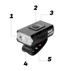 N122  LAMPKA ROWEROWA LED PRZÓD NA USB MOCNA OŚWIETLENIE -S102-1