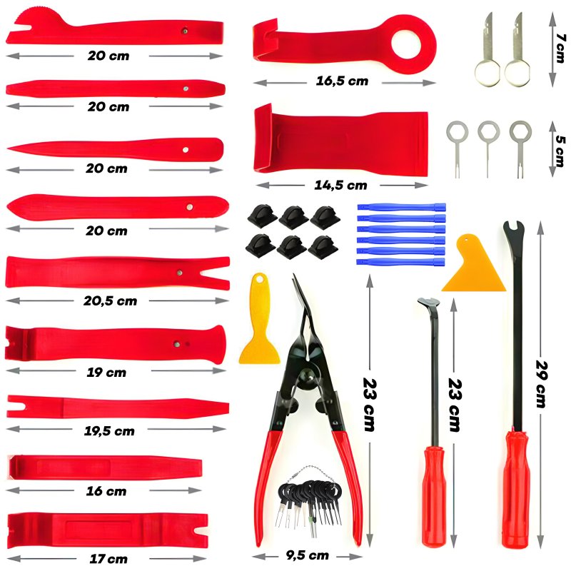 M002A DŹWIGNIE ŚCIĄGACZE DEMONTAŻU TAPICERKI SPINEK 45EL -M094 Czerwone etui