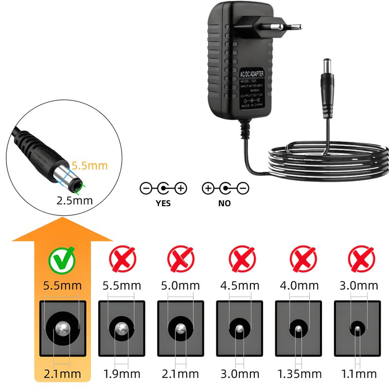N280 N281 ZASILACZ 12V 2A WTYK DC 5,5 x 2,1MM WTYCZKOWY -E618