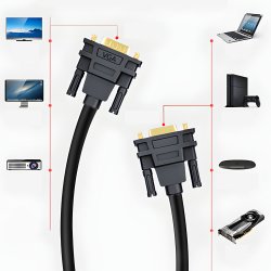 N014 KABEL PRZEWÓD DVI-I DO VGA D-SUB DVI 24+5 DUAL LINK DO MONITORA 150CM -E404