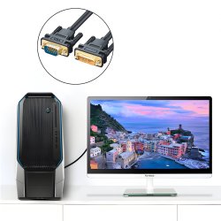 N014 KABEL PRZEWÓD DVI-I DO VGA D-SUB DVI 24+5 DUAL LINK DO MONITORA 150CM -E404