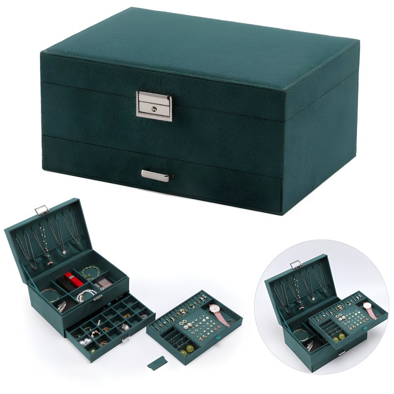 M004A    SZKATUŁKA NA BIŻUTERIĘ ZEGARKI ORGANIZER PUDEŁKO ELEGANCKI KUFEREK POJEMNY - U133