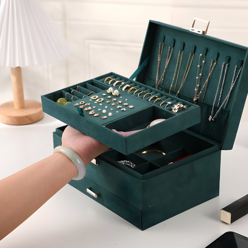 M004A    SZKATUŁKA NA BIŻUTERIĘ ZEGARKI ORGANIZER PUDEŁKO ELEGANCKI KUFEREK POJEMNY - U133