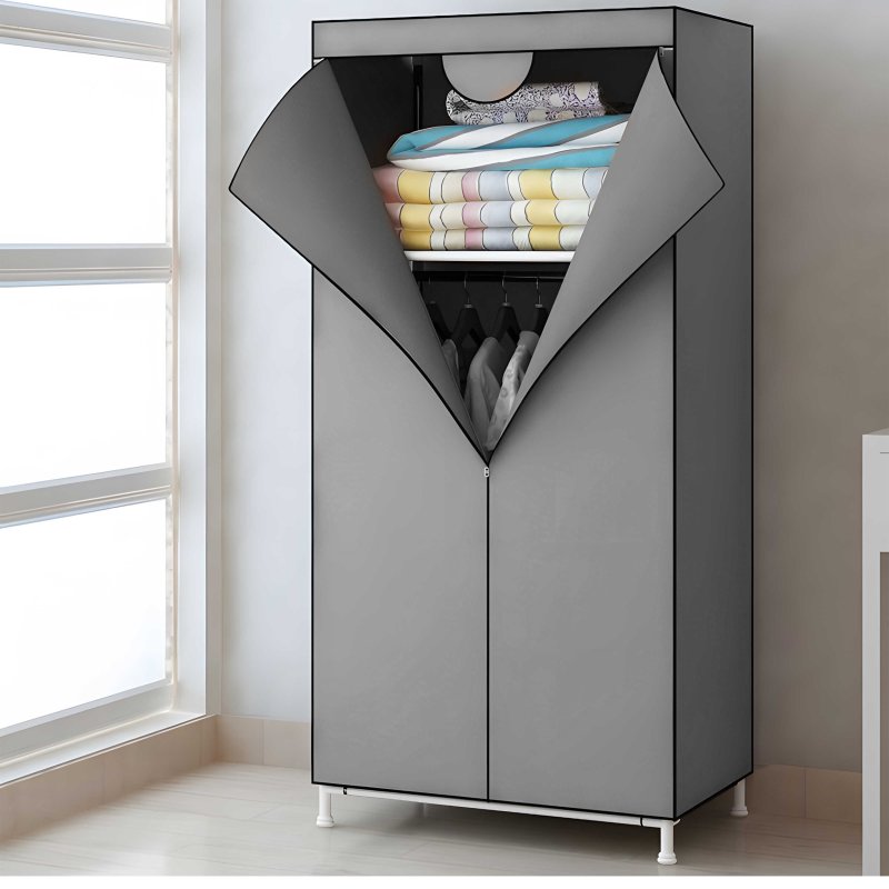 M095 / Z027A SZAFA MATERIAŁOWA TEKSTYLNA SKŁADANA GARDEROBA ORGANIZER NA UBRANIA PÓŁKA O1008