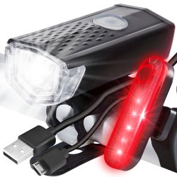 N135  ZESTAW LAMPEK ROWEROWYCH LED PRZÓD I TYŁ DO ROWERU + USB LAMPKI ROWEROWE - S207