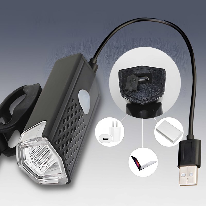 N135  ZESTAW LAMPEK ROWEROWYCH LED PRZÓD I TYŁ DO ROWERU + USB LAMPKI ROWEROWE - S207