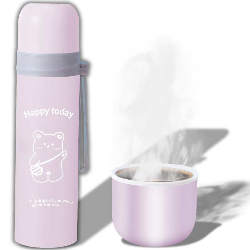 M027A (ALEJA1)  TERMOS STALOWY PRÓŻNIOWY TERMICZNY KUBEK BIDON 500ML 0,5L NA KAWĘ XXL O976-2 JASNY RÓŻ