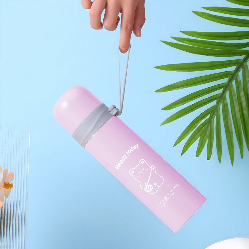 M027A (ALEJA1)  TERMOS STALOWY PRÓŻNIOWY TERMICZNY KUBEK BIDON 500ML 0,5L NA KAWĘ XXL O976-2 JASNY RÓŻ