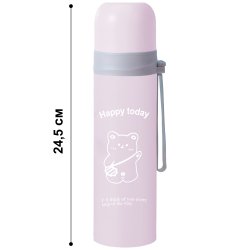 M027A (ALEJA1)  TERMOS STALOWY PRÓŻNIOWY TERMICZNY KUBEK BIDON 500ML 0,5L NA KAWĘ XXL O976-2 JASNY RÓŻ