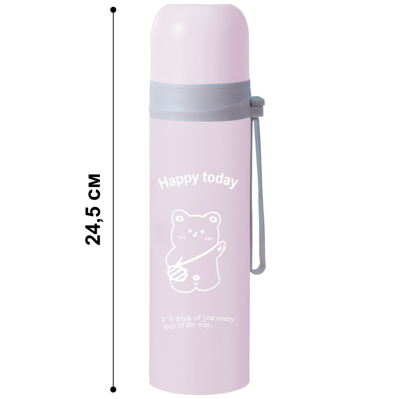 M027A (ALEJA1)  TERMOS STALOWY PRÓŻNIOWY TERMICZNY KUBEK BIDON 500ML 0,5L NA KAWĘ XXL O976-2 JASNY RÓŻ
