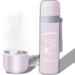 M027A (ALEJA1)  TERMOS STALOWY PRÓŻNIOWY TERMICZNY KUBEK BIDON 500ML 0,5L NA KAWĘ XXL O976-2 JASNY RÓŻ