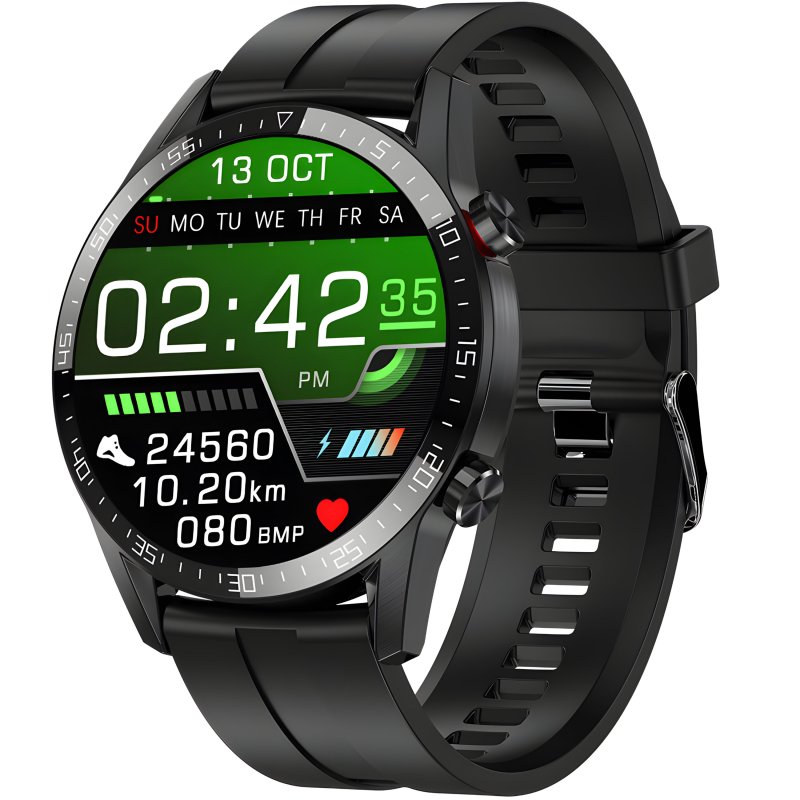 M002E     ZEGAREK SMARTWATCH CIŚNIENIE EKG PULS ROZMOWY MENU PL SPORT CZARNY MĘSKI -E774-1 gumowy pasek