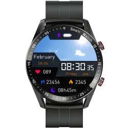 M002E     ZEGAREK SMARTWATCH CIŚNIENIE EKG PULS ROZMOWY MENU PL SPORT CZARNY MĘSKI -E774-1 gumowy pasek