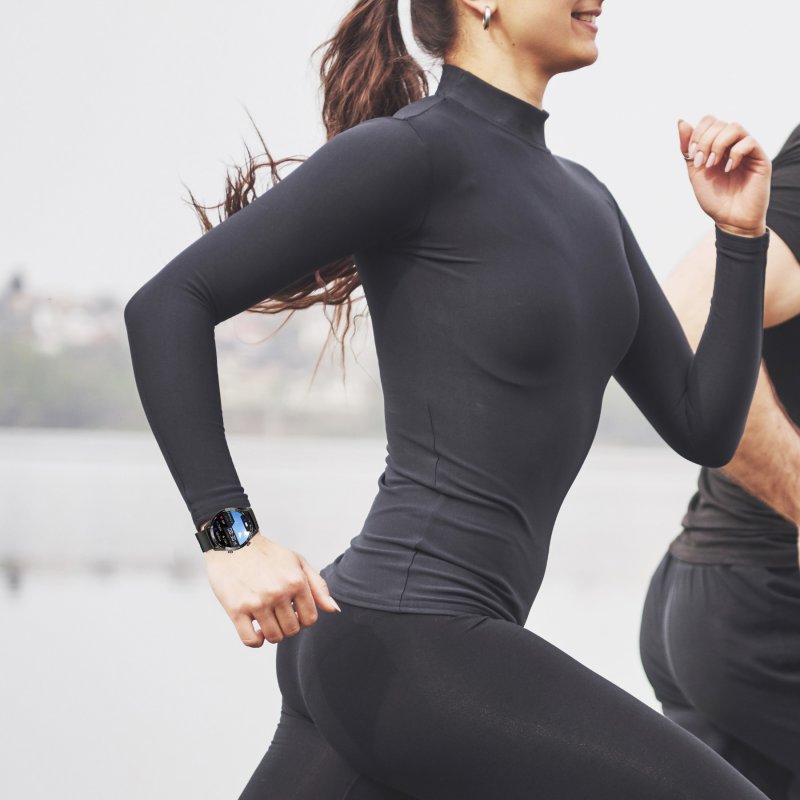 M002E     ZEGAREK SMARTWATCH CIŚNIENIE EKG PULS ROZMOWY MENU PL SPORT CZARNY MĘSKI -E774-1 gumowy pasek