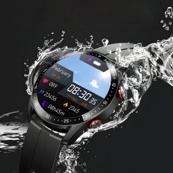 M002E     ZEGAREK SMARTWATCH CIŚNIENIE EKG PULS ROZMOWY MENU PL SPORT CZARNY MĘSKI -E774-1 gumowy pasek