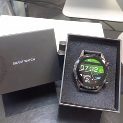 M002E     ZEGAREK SMARTWATCH CIŚNIENIE EKG PULS ROZMOWY MENU PL SPORT CZARNY MĘSKI -E774-1 gumowy pasek