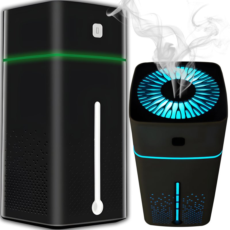 M002E   NAWILŻACZ POWIETRZA DYFUZOR ZAPACHOWY AROMATERAPIA LAMPKA LED CZARNY  -E685 CZARNY