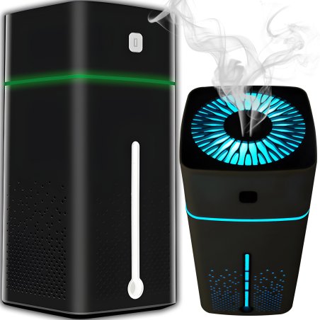 M002E   NAWILŻACZ POWIETRZA DYFUZOR ZAPACHOWY AROMATERAPIA LAMPKA LED CZARNY  -E685 CZARNY
