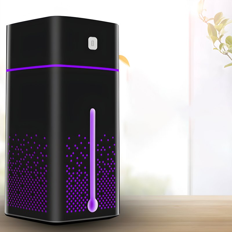M002E   NAWILŻACZ POWIETRZA DYFUZOR ZAPACHOWY AROMATERAPIA LAMPKA LED CZARNY  -E685 CZARNY