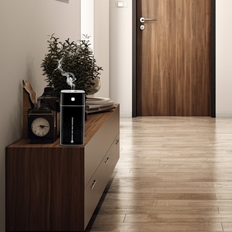M002E   NAWILŻACZ POWIETRZA DYFUZOR ZAPACHOWY AROMATERAPIA LAMPKA LED CZARNY  -E685 CZARNY