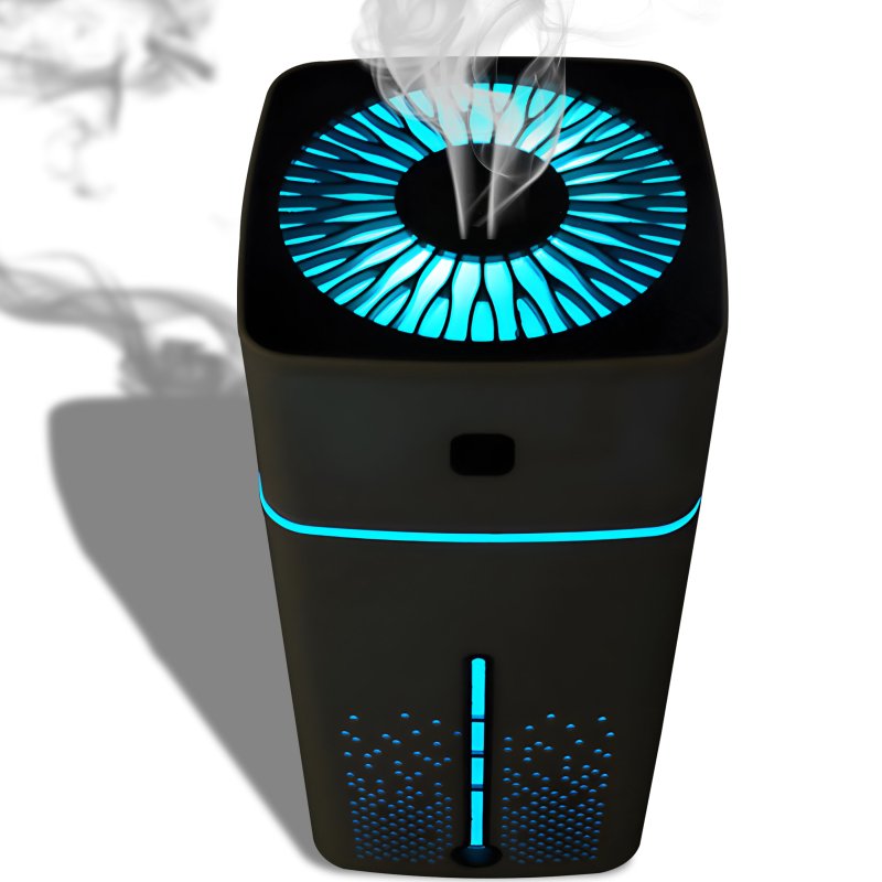 M002E   NAWILŻACZ POWIETRZA DYFUZOR ZAPACHOWY AROMATERAPIA LAMPKA LED CZARNY  -E685 CZARNY