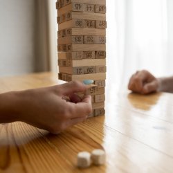 M002D DREWNIANA WIEŻA CHWIEJĄCA UKŁADANKA GRA ZRĘCZNOŚCIOWA TOWARZYSKA 54 KLOCKI  - D101