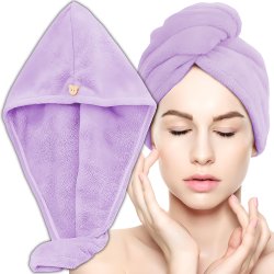 M000   RĘCZNIK NA GŁOWĘ DO WŁOSÓW TURBAN SZYBKOSCHNĄCY XL -O528-1 Fiolet
