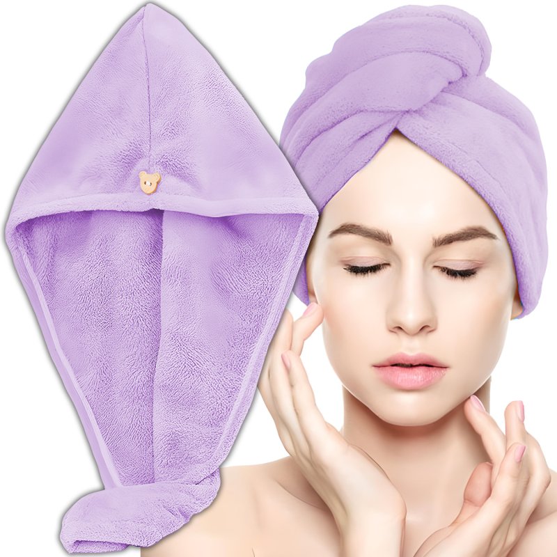 M000   RĘCZNIK NA GŁOWĘ DO WŁOSÓW TURBAN SZYBKOSCHNĄCY XL -O528-1 Fiolet